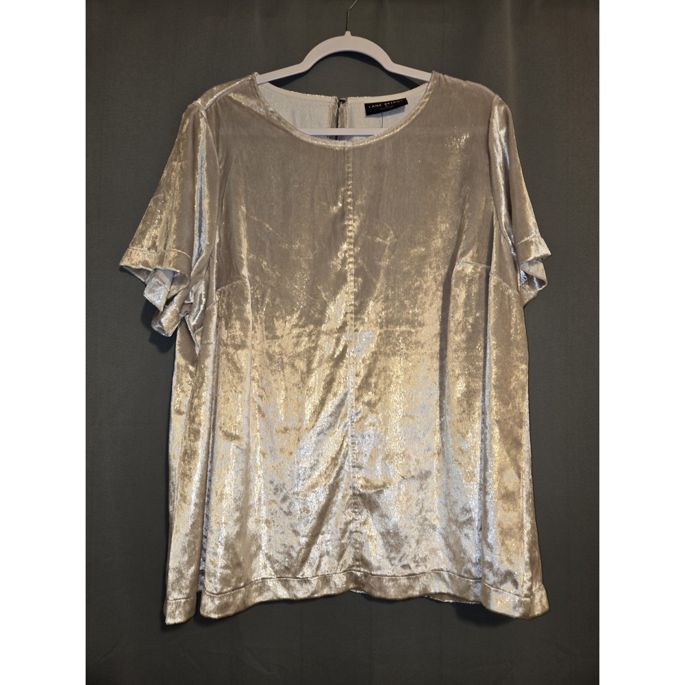 Lane Bryant Women's Lurex Boatneck Swing‎ Top Silver Shimmer Size 18 NWT